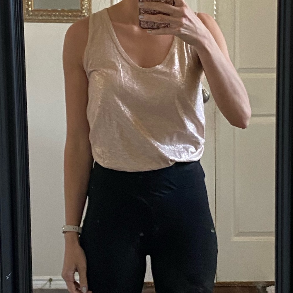 J. Crew pale pink silver metallic sleeveless cotton top shirt blouse